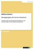 Schubert |  Bezugsgruppen der Investor Relations | Buch |  Sack Fachmedien