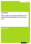 Rupf |  Web-Usability am Beispiel der Webseite der Baden-Württembergischen Übersetzertage 2013 | Buch |  Sack Fachmedien