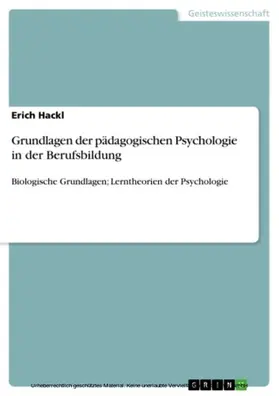 Hackl |  Grundlagen der pädagogischen Psychologie in der Berufsbildung | eBook | Sack Fachmedien