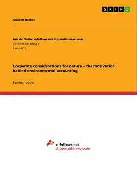 Becker |  Corporate considerations for nature – the motivation behind environmental accounting | eBook | Sack Fachmedien