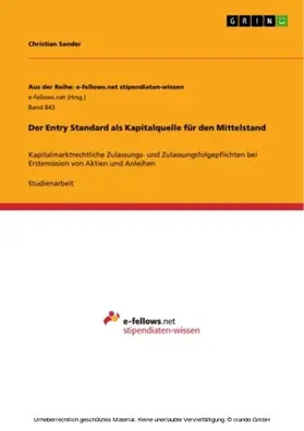 Sander |  Der Entry Standard als Kapitalquelle für den Mittelstand | eBook | Sack Fachmedien