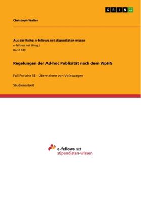 Walter |  Regelungen der Ad-hoc Publizität nach dem WpHG | Buch |  Sack Fachmedien