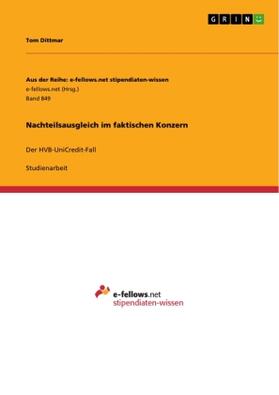 Dittmar |  Nachteilsausgleich im faktischen Konzern | Buch |  Sack Fachmedien