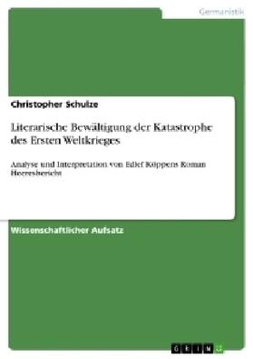 Schulze |  Literarische Bewältigung der Katastrophe des Ersten Weltkrieges | Buch |  Sack Fachmedien
