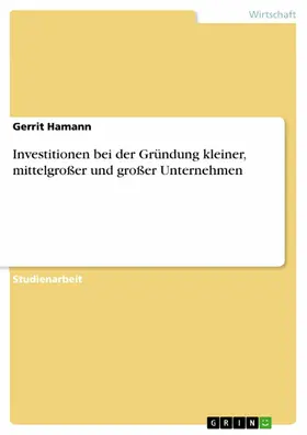Hamann |  Investitionen bei der Gründung kleiner, mittelgroßer und großer Unternehmen | eBook | Sack Fachmedien