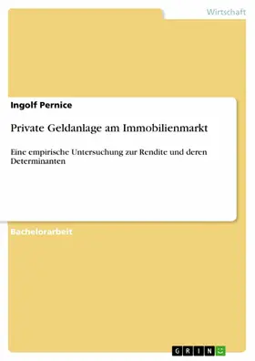 Pernice |  Private Geldanlage am Immobilienmarkt | eBook | Sack Fachmedien