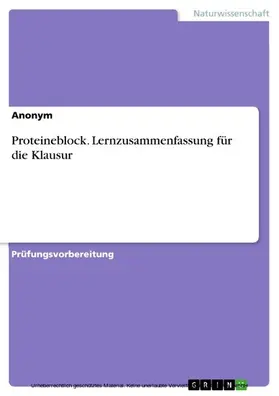 Meitner / Anonym |  Proteineblock. Lernzusammenfassung für die Klausur | eBook | Sack Fachmedien