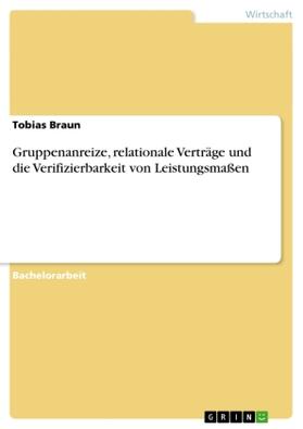 Braun |  Gruppenanreize, relationale Verträge und die Verifizierbarkeit von Leistungsmaßen | Buch |  Sack Fachmedien
