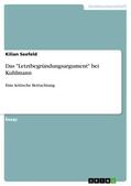 Seefeld |  Das "Letztbegründungsargument" bei Kuhlmann | Buch |  Sack Fachmedien