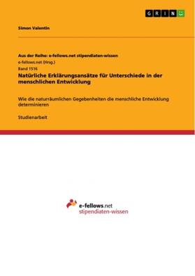 Valentin |  Natürliche Erklärungsansätze für Unterschiede in der menschlichen Entwicklung | Buch |  Sack Fachmedien
