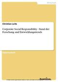 Leitz |  Corporate Social Responsibility - Stand der Forschung und Entwicklungstrends | eBook | Sack Fachmedien