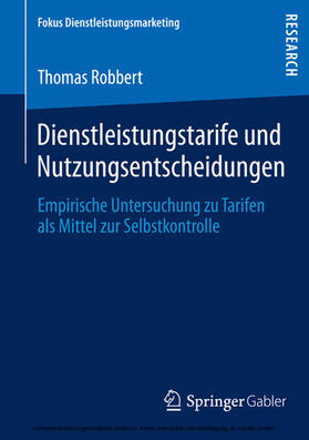 Robbert | Dienstleistungstarife und Nutzungsentscheidungen | E-Book | sack.de