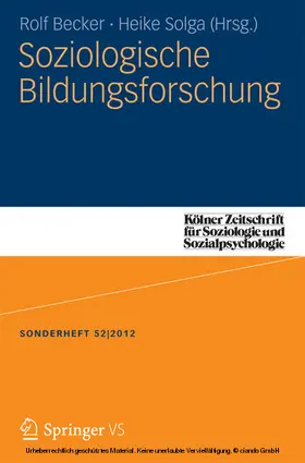 Becker / Solga | Soziologische Bildungsforschung | E-Book | www.sack.de