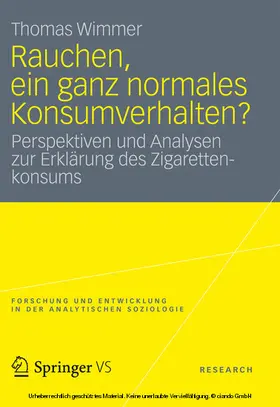 Wimmer |  Rauchen, ein ganz normales Konsumverhalten? | eBook | Sack Fachmedien