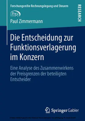 Zimmermann |  Die Entscheidung zur Funktionsverlagerung im Konzern | eBook | Sack Fachmedien