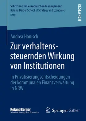 Hanisch | Zur verhaltenssteuernden Wirkung von Institutionen | E-Book | www.sack.de