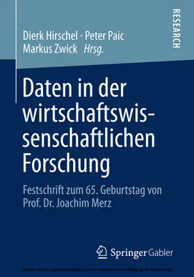 Hirschel / Paic / Zwick |  Daten in der wirtschaftswissenschaftlichen Forschung | eBook | Sack Fachmedien