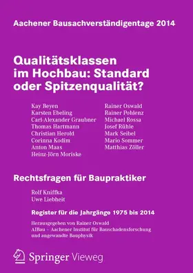 Oswald |  Aachener Bausachverständigentage 2014 | Buch |  Sack Fachmedien