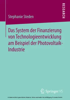 Steden | Das System der Finanzierung von Technologieentwicklung am Beispiel der Photovoltaik-Industrie | E-Book | sack.de