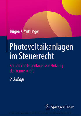 Wittlinger | Photovoltaikanlagen im Steuerrecht | E-Book | sack.de
