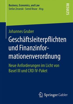 Gruber |  Geschäftsleiterpflichten und Finanzinformationenverordnung | Buch |  Sack Fachmedien