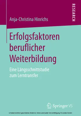 Hinrichs | Erfolgsfaktoren beruflicher Weiterbildung | E-Book | www.sack.de