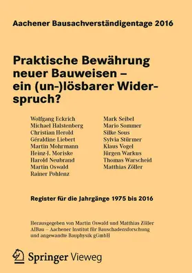 Oswald / Zöller |  Aachener Bausachverständigentage 2016 | eBook | Sack Fachmedien