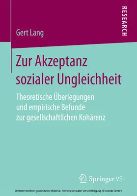 Lang |  Zur Akzeptanz sozialer Ungleichheit | eBook | Sack Fachmedien