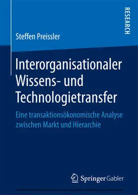 Preissler |  Interorganisationaler Wissens- und Technologietransfer | eBook | Sack Fachmedien