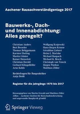Oswald / Zöller |  Aachener Bausachverständigentage 2017 | Buch |  Sack Fachmedien