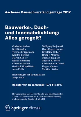 Oswald / Zöller |  Aachener Bausachverständigentage 2017 | eBook | Sack Fachmedien