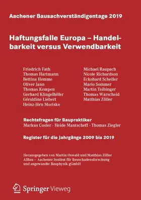 Oswald / Zöller |  Aachener Bausachverständigentage 2019 | Buch |  Sack Fachmedien