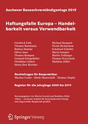 Oswald / Zöller |  Aachener Bausachverständigentage 2019 | eBook | Sack Fachmedien