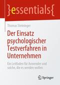 Steininger |  Der Einsatz psychologischer Testverfahren in Unternehmen | Buch |  Sack Fachmedien