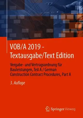 Springer Fachmedien Wiesbaden GmbH / Springer Fachmedien Wiesbaden | VOB/A 2019 - Textausgabe/Text Edition | Buch | 978-3-658-29621-6 | sack.de