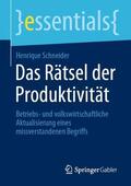 Schneider |  Das Rätsel der Produktivität | Buch |  Sack Fachmedien