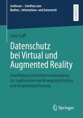 Gaff |  Datenschutz bei Virtual und Augmented Reality | Buch |  Sack Fachmedien