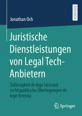 Och |  Juristische Dienstleistungen von Legal Tech-Anbietern | Buch |  Sack Fachmedien