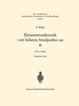 Klein |  Elementarmathematik vom höheren Standpunkte aus, III | eBook | Sack Fachmedien
