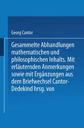 Cantor / Zermelo |  Gesammelte Abhandlungen | eBook | Sack Fachmedien