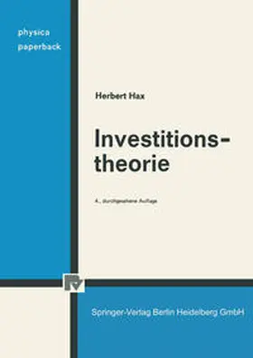 Hax |  Investitionstheorie | eBook | Sack Fachmedien