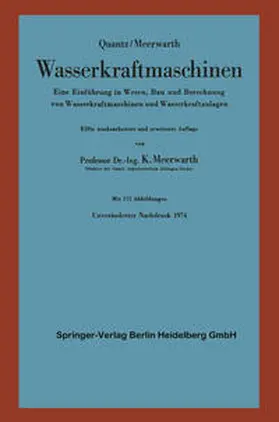 Quantz / Meerwarth |  Wasserkraftmaschinen | eBook | Sack Fachmedien