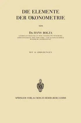 Bolza |  Die Elemente der Ökonometrie | eBook | Sack Fachmedien