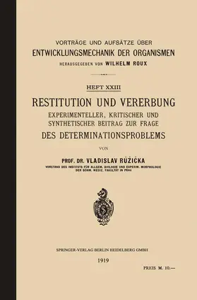 Ruzicka | Restitution und Vererbung | Buch | 978-3-662-01747-0 | www.sack.de