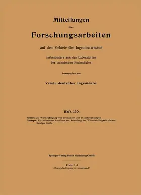 Poensgen / Gröber |  Mitteilungen über Forschungsarbeiten auf dem Gebiete des Ingenieurwesens | Buch |  Sack Fachmedien