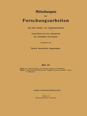 Baumann / Blasius |  Mitteilungen über Forschungsarbeiten auf dem Gebiete des Ingenieurwesens | Buch |  Sack Fachmedien