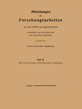 Sarfert | Mitteilungen über Forschungsarbeiten auf dem Gebiete des Ingenieurwesens | E-Book | www.sack.de