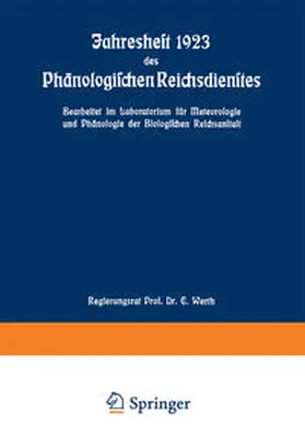 Werth | Jahresheft 1923 des Phänologischen Reichsdienstes | E-Book | www.sack.de