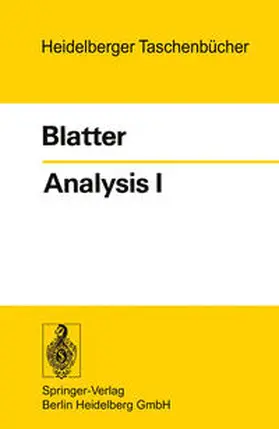 Blatter |  Analysis I | eBook | Sack Fachmedien