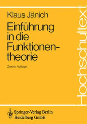 Jänich |  Einführung in die Funktionentheorie | eBook | Sack Fachmedien
